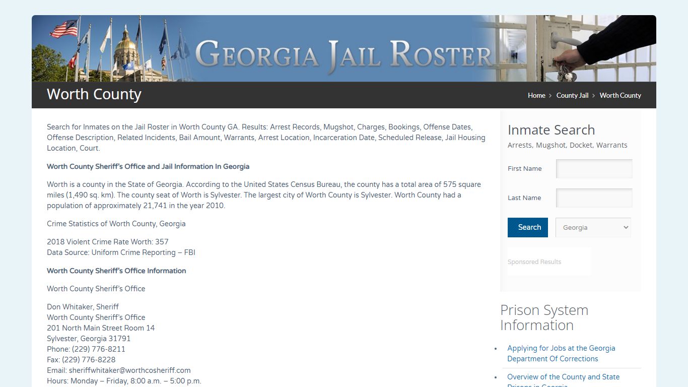 Worth County | Georgia Jail Inmate Search