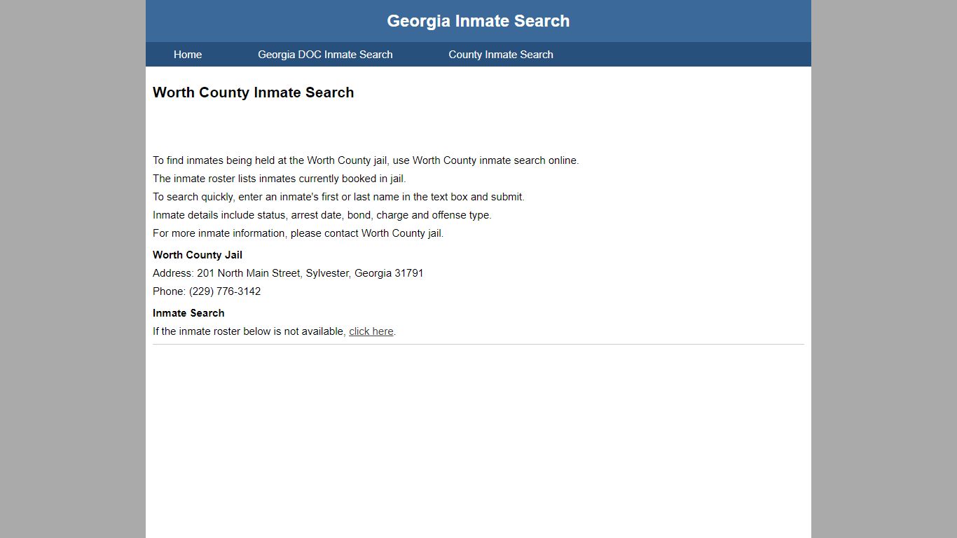 Worth County Inmate Search