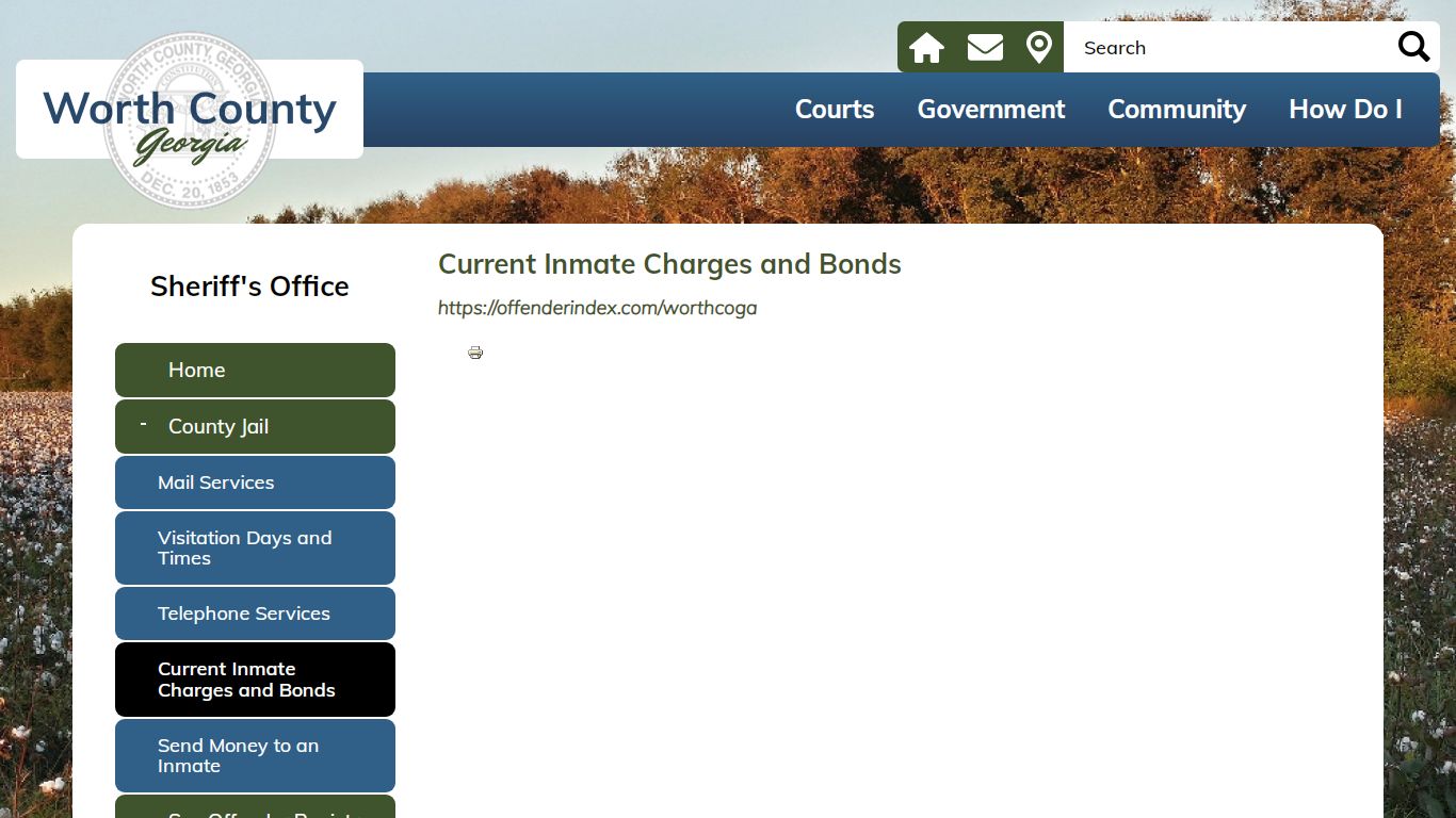Current Inmate Charges and Bonds | Worth County Georgia