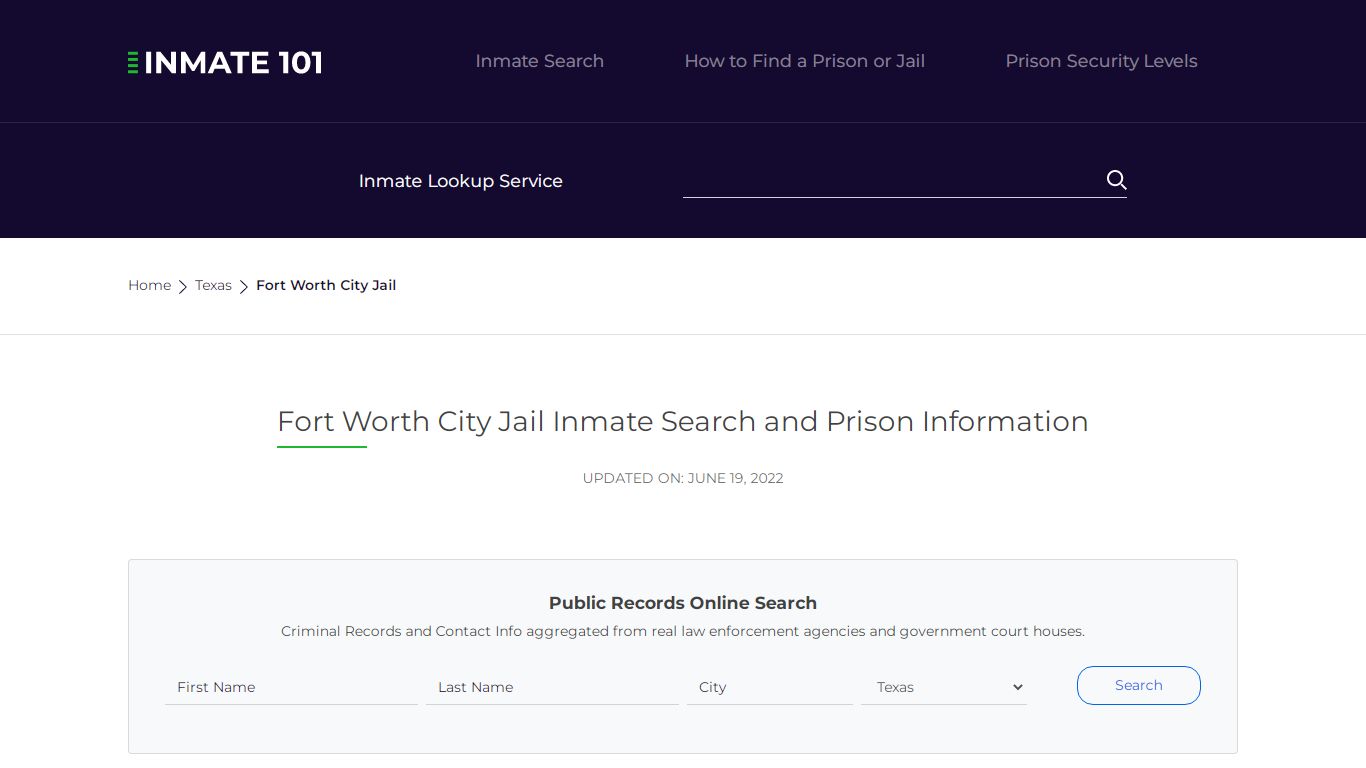 Fort Worth City Jail Inmate Search and Prison Information